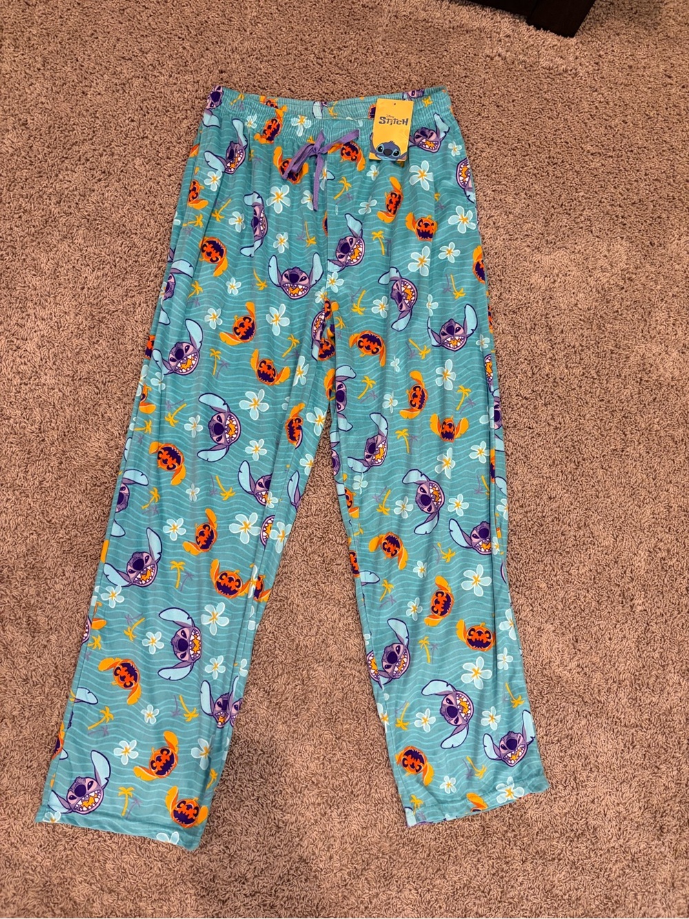 Disney Teal Stitch & Pumpkin Pattern Men’s Pajama Pants